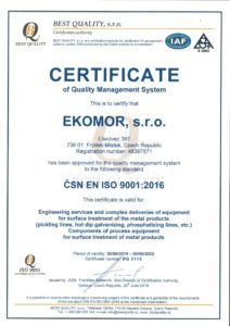 thumbnail of Certificate ISO 9001 EKOMOR